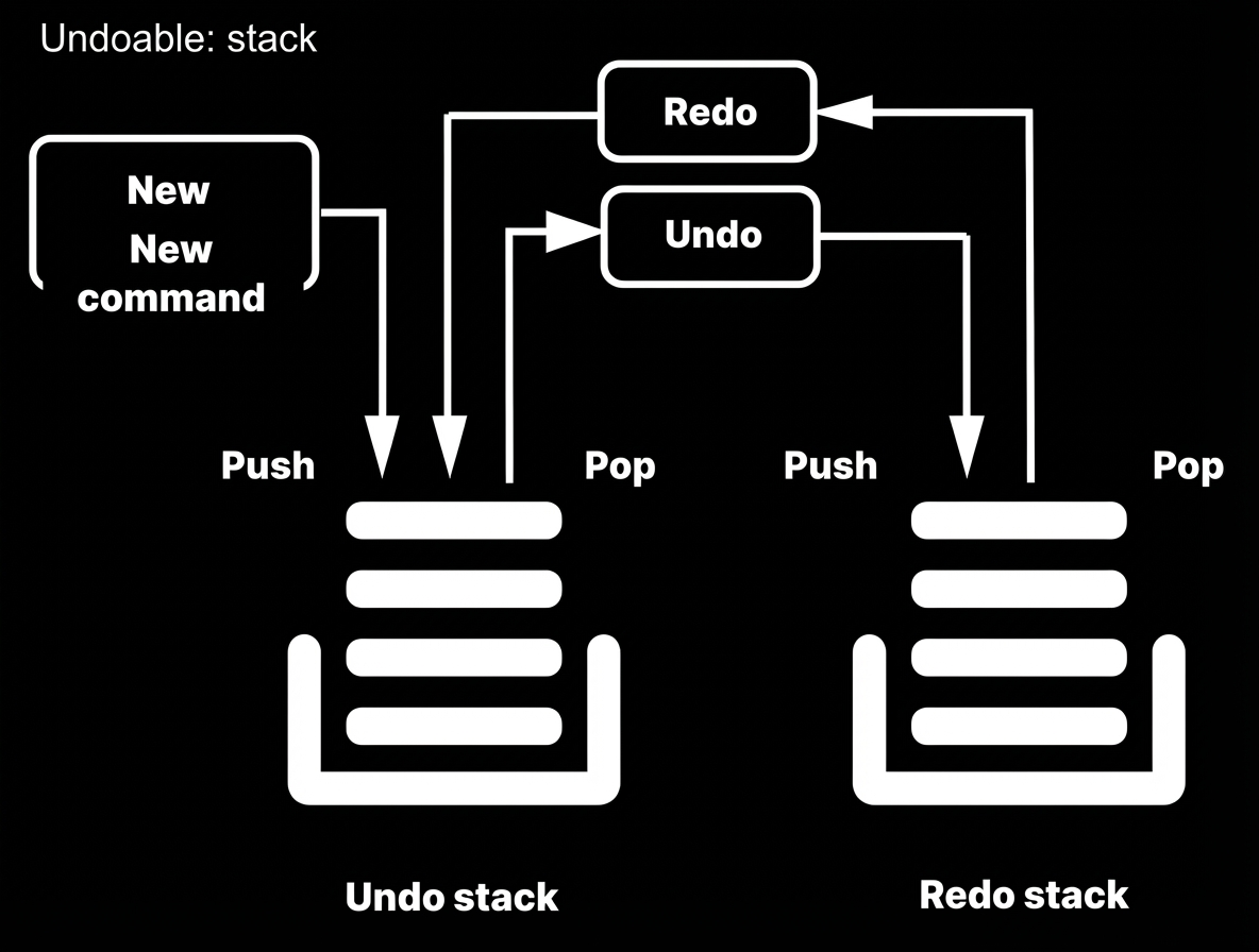 Undo stack and Redo stack with push and pop flow